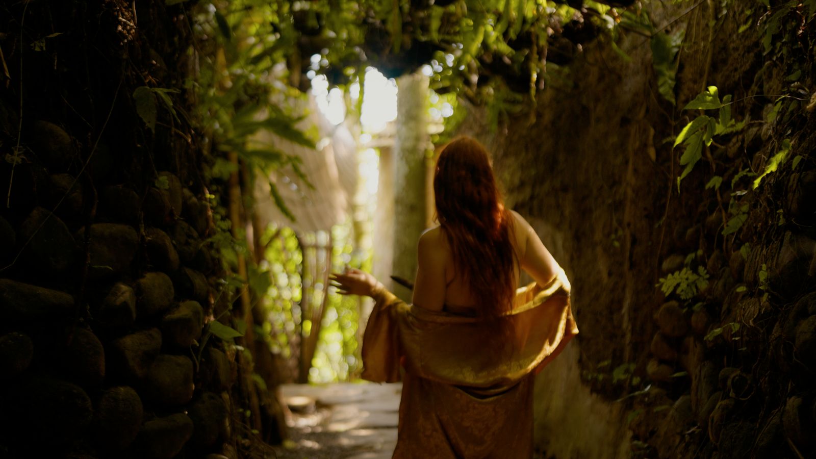 Walking through a Bali garden path